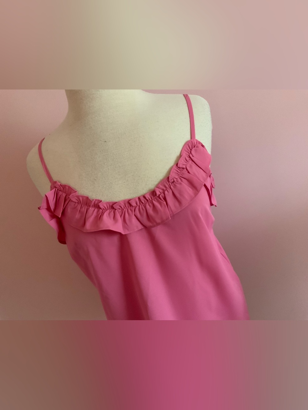 Women’s Pink Ruffle Cami Tank Top - Picture 2 of 8
